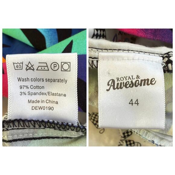 Royally Awesome NWOT Rainbow Zebra Cotton Blend Flat Front Shorts size 44 - Picture 15 of 15